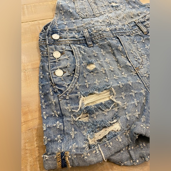Blank NYC Bloomingdales distress jean shorts overalls short limited - Picture 10 of 16